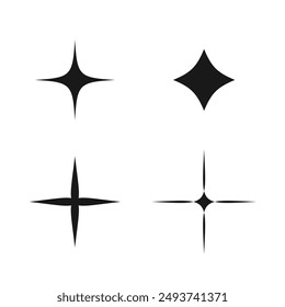 Star or sparkle collection set isolated on white. Vector illustration.