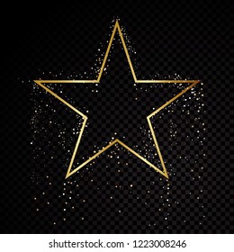 Star sparkle golden frame. Isolated on black transparent background. Vector illustration