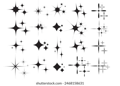 Star sparkle icon. Christmas stars icons. Futuristic shapes. Flashes from fireworks