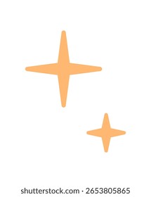 Star sparkle icon in a flat style. Simple graphic symbol representing a shining star. Icon showcases brightness and shine, delivering cool appearance. Ideal for online media, mobile applications, and