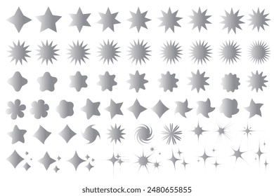 Star sparkle icon. Futuristic shapes. Christmas stars icons. Flashes from fireworks