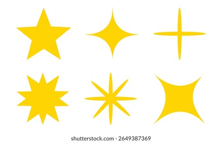 Sternenfunkel-Symbol. Moderne, einfache Sterne. Leuchtende Vektorsymbole.  Vektorgrafik.  