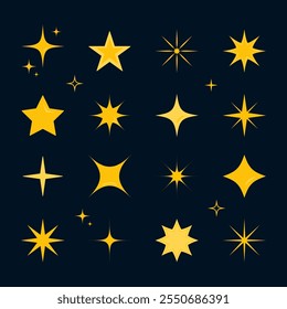  Star sparkle icon set vector illustration on dark
