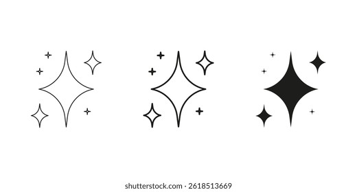 Star Sparkle Line And Solid Icon Set. Glitter And Shine Symbol Collection. Isolated Vector Illustration.