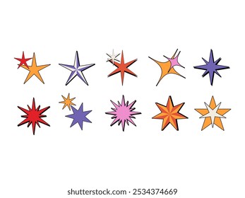 Star Sparkle Retro Element Set