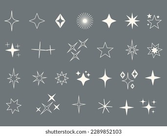 Star sparkle shine light shape element isolated set. Vector cartoon graphic design element illustration