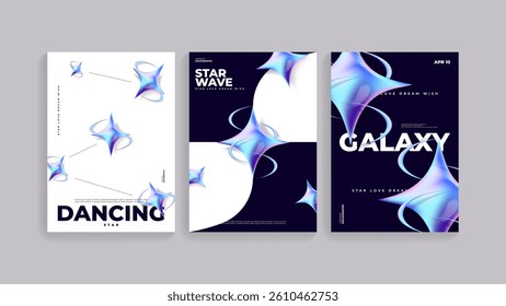 star sparkle trendy theme 3d light vibrant holographic abstract background modern design template for posters, flyer, cover, brochure, banner, web app