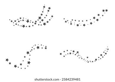 Star sparkle and twinkle, star burst and flash black silhouettes. Isolated vector set of shining lights and sparks of bright stars with glowing rays and flare effect. Magic glint, shiny glitter