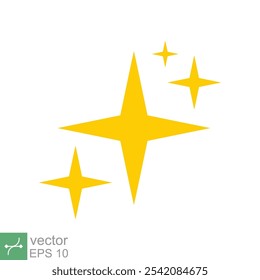 Star sparkle vector icon. Simple flat style. Yellow, gold, twinkle, shine, spark shape, for magic effect, glow, glitter, flash concept. Single illustration isolated on white background. EPS 10.