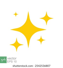 Ícone de vetor de brilho de estrela. Estilo plano simples. Amarelo, ouro, cintilar, brilho, forma de faísca, para efeito mágico, brilho, brilho, conceito flash. Ilustração única isolada sobre fundo branco. EPS 10.