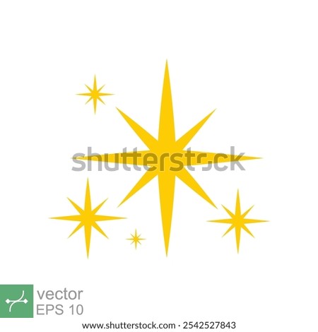 Star sparkle vector icon. Simple flat style. Yellow, gold, twinkle, shine, spark shape, for magic effect, glow, glitter, flash concept. Single illustration isolated on white background. EPS 10.