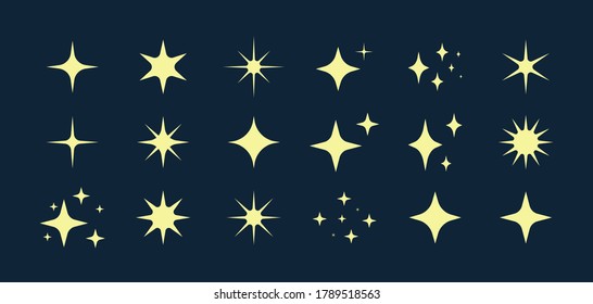 Star sparkles collection. Set of magic stars. Glitter, burst, glow design. Vector illustration