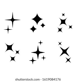 Star sparkles icons set isolated on white background