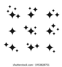 Los iconos de estrella y destello están configurados. Vector de fondo blanco	