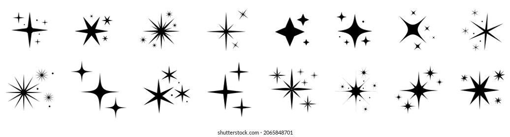 Star enciende el conjunto de iconos. Ilustración vectorial aislada en fondo blanco