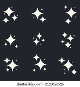 Star sparkles or shine icons set