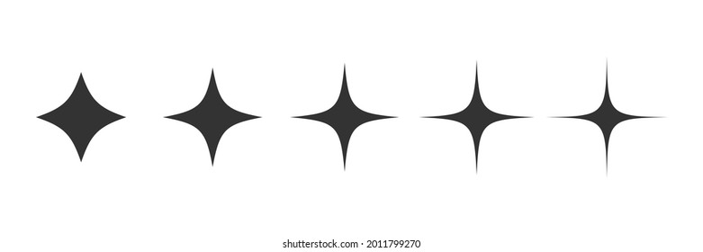 Star sparkling icon set. Glittering stars light black silhouette collection. Vector isolated on white