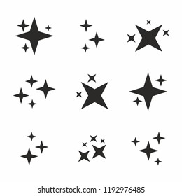 Star sparkling set. Star light or twinkling icon. Vector