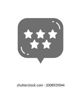 Estrella con burbuja de habla, mejor elección, icono gris de retroalimentación positiva.