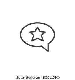 Star in speech bubble outline icon. linear style sign for mobile concept and web design. Message rating simple line vector icon. Symbol, logo illustration. Pixel perfect vector graphics