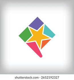 Star speech bubble sign logo. Unique design identity. Geometric communication flat logo template.