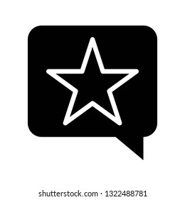 Star in speech bubble vector, Social media solid design icon