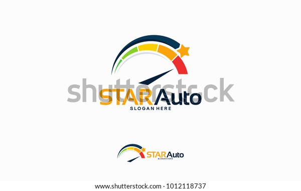 Star Speed logo designs\
concept, Automotive Star logo template vector, Speedometer logo\
template