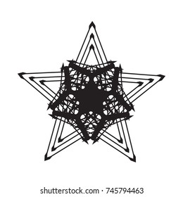 a star as a spider's web, a black line