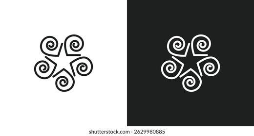 Star with Spiral Line Logo Design