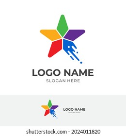 star splash template, star and water, combination logo with flat colorful style