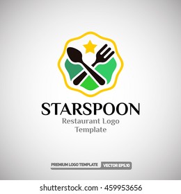 Star Spoon logo Template.  Can use for Restaurant and Food Company. Vector Eps.10