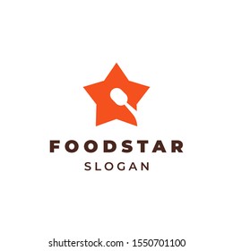 Star with spoon silhouette illustration for logo template design.