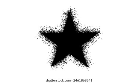 star with spray paint drops, black isolated silhouette