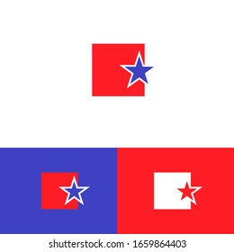 Star square logo design concept. Armor logomark illustration. Can representing gun, pistol, army, defence, security.