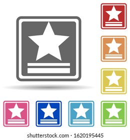 Star in a square in multi color style icon. Simple glyph, flat vector of army icons for ui and ux, website or mobile application