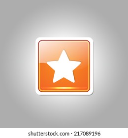 Star Square Vector Orange Web Icon Button