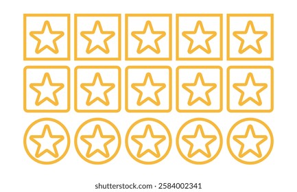 Star in squares and circles, Outline icon ,Filled Outline Icon,Flat icon and smooth icon style. vector template