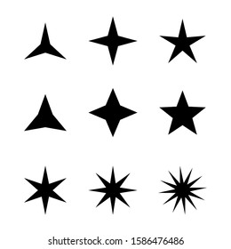 star and starburst set with different shape isolated on white background. vector illustration