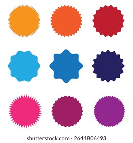 Star, starburst, sunburst icon, symbol. Radial shape, design element. Badge.