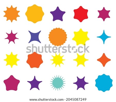 Star, starburst, sunburst icon, symbol. Radial shape, design element. Badge, seal vector Foto stock © 