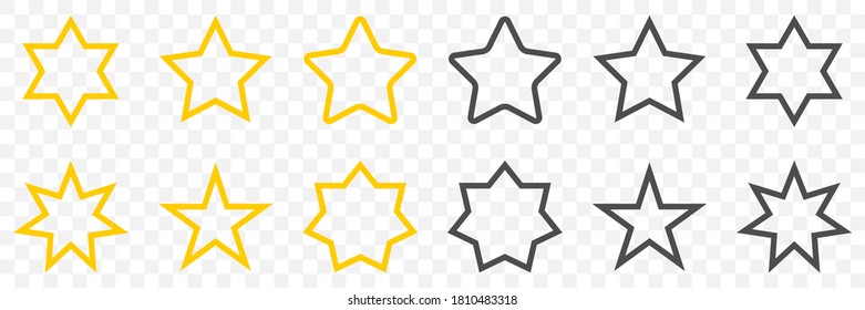 Estrella. Iconos vectoriales de estrellas. Estrellas de diseño de línea plana, aisladas. Ilustración del vector