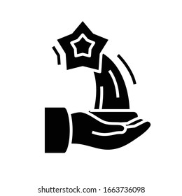 Star statuette black icon, concept illustration, vector flat symbol, glyph sign.