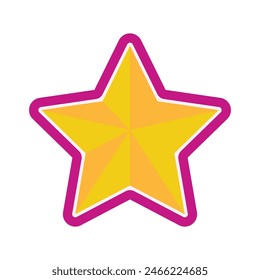 Star sticker flat design on white background.