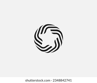 Star in striped circle logo design. Award symbol. Creative leader success sign. Vector illustration.