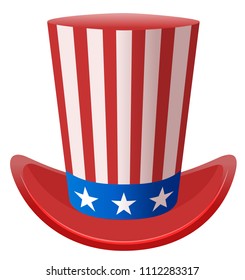 Star striped Uncle Sam hat symbol united states of america. Isolated on white vector illustration