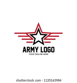 Star Stripes Military Icon Logo Template Stock Vector (Royalty Free ...