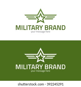 Star With Stripes Military Icon. Logo Template. Vector Illustration.