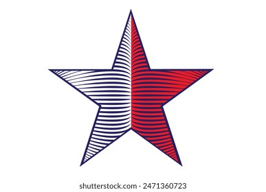 Star with Stripes and red halftone style. Editable Clip Art.