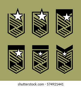 Star And Stripes Shield Collection. Set Of Military Badge.