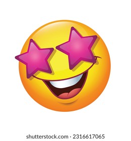 Star Struck emoticon, Grinning Face with Star Eyes - emoji - vector illustration